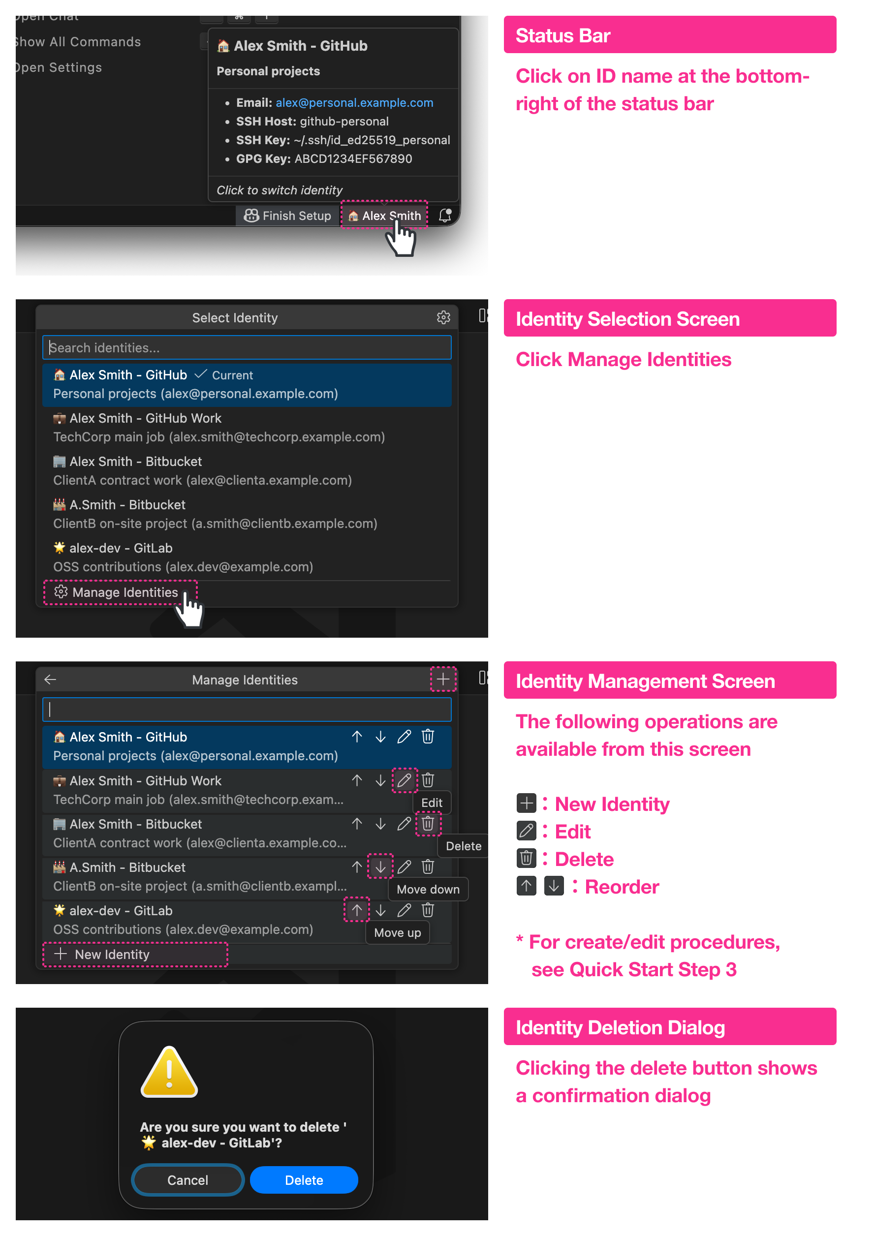 Identity Management: Guide for delete and reorder operations