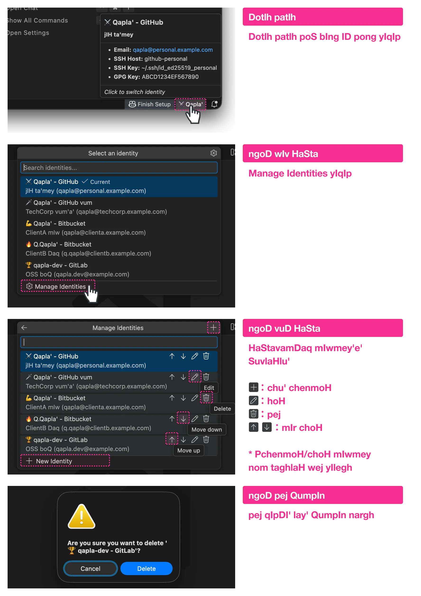 Profile management: delete, reorder operation guide