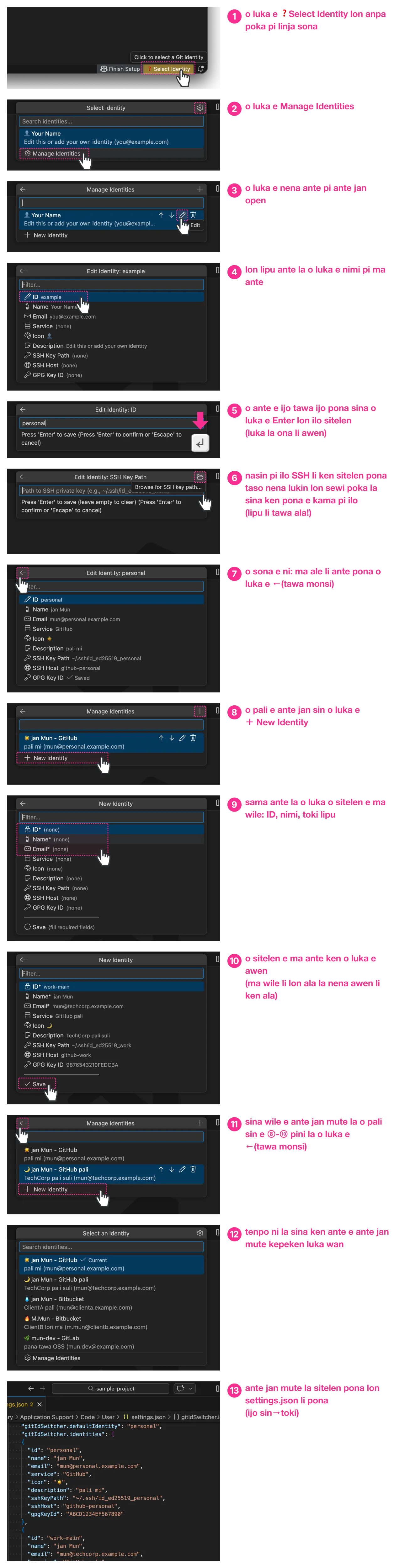 open nasin (nanpa 13): status bar la nimi ante UI o open, o ante, o pali sin